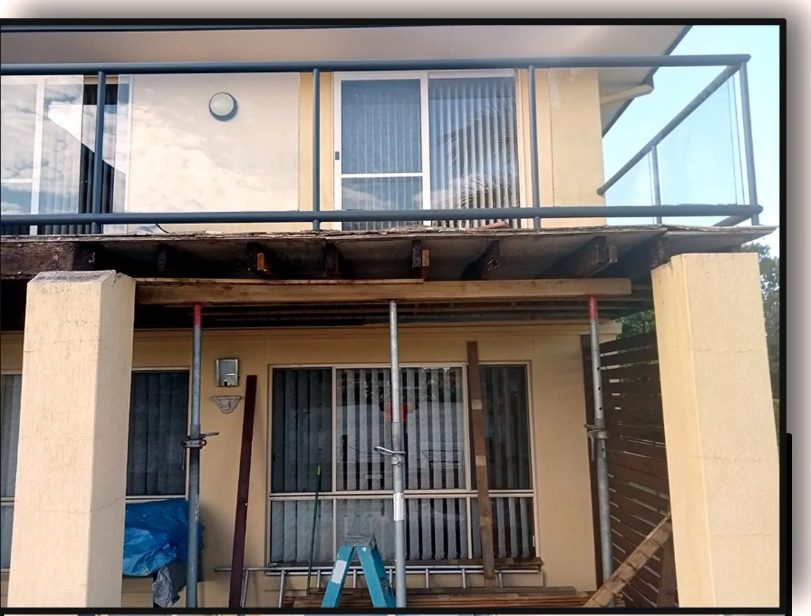 Failing balcony structure before repair - structural rebuild Gold Coast