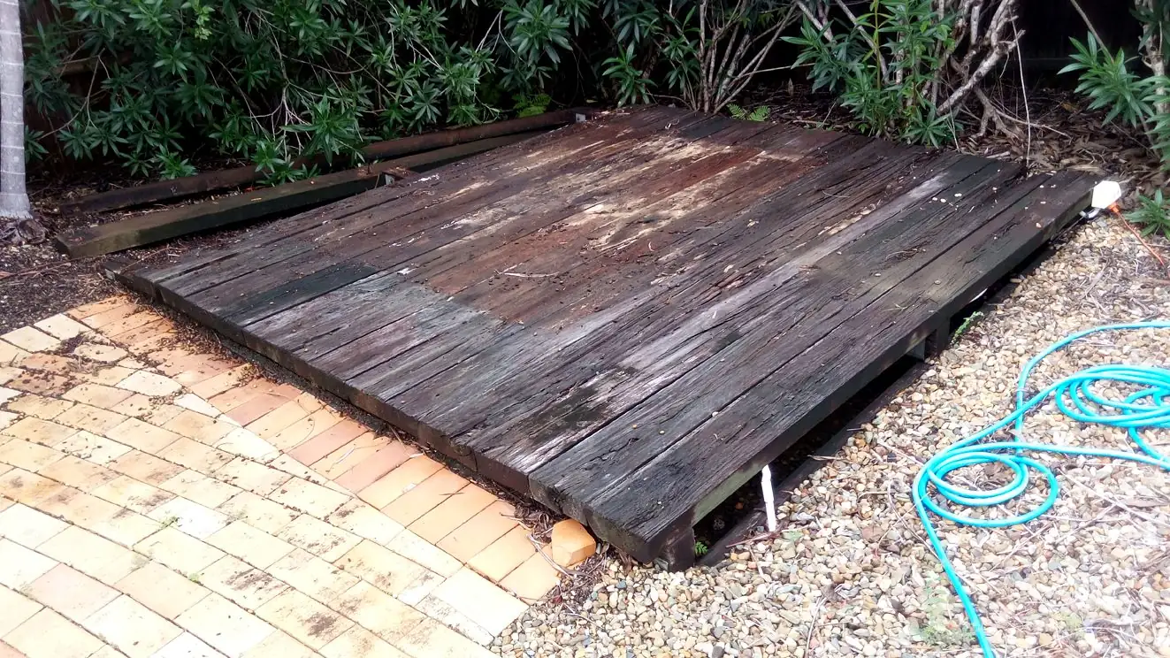 Rotten timber deck before restoration - Gold Coast deck repair