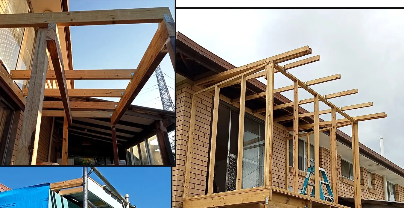 Home extension framing under construction on the Gold Coast