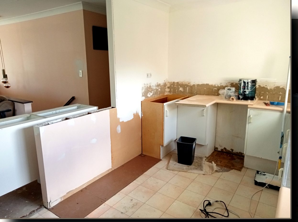 Kitchen mid-demolition before renovation - Gold Coast kitchen makeover