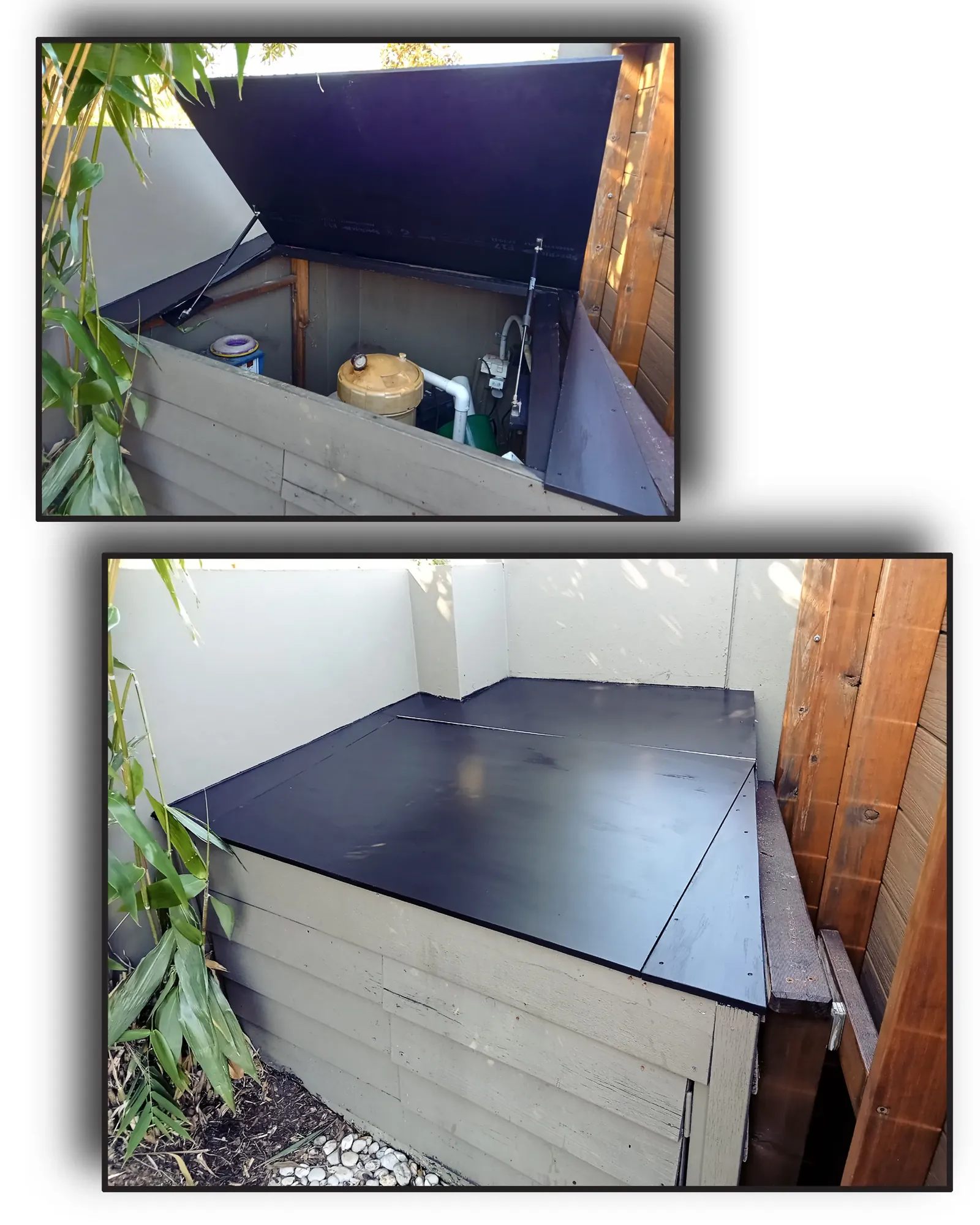 Custom pool pump housing Gold Coast - timber enclosure and equipment shelter construction